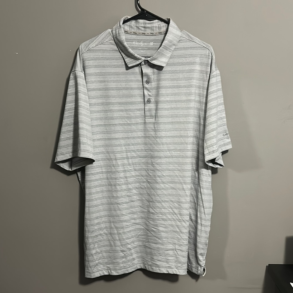 Men’s Walter Hagen Gray Striped Polo Shirt